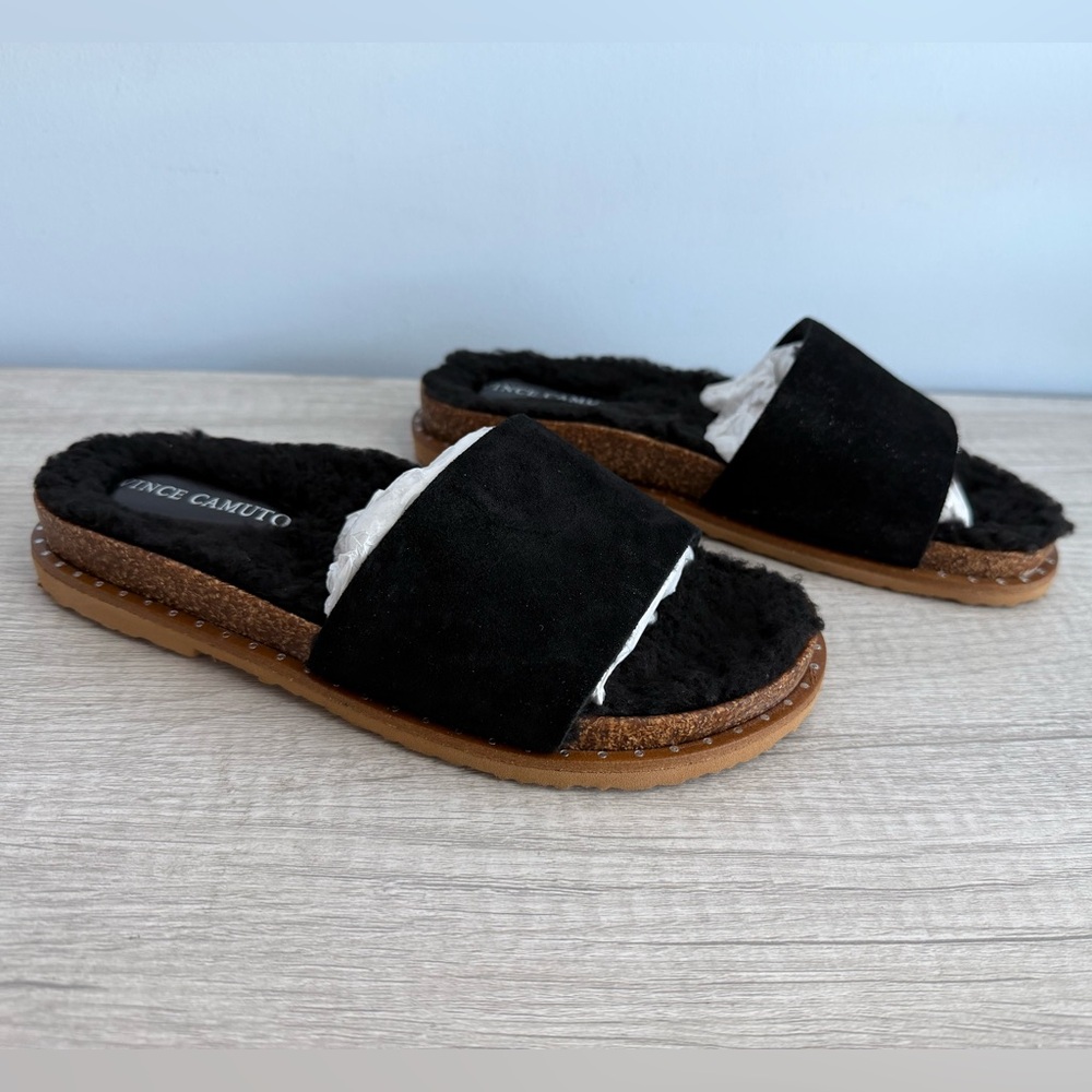 Vince Camuto Kanadial Slide Sandal - Black Verona Suede Size 9.5